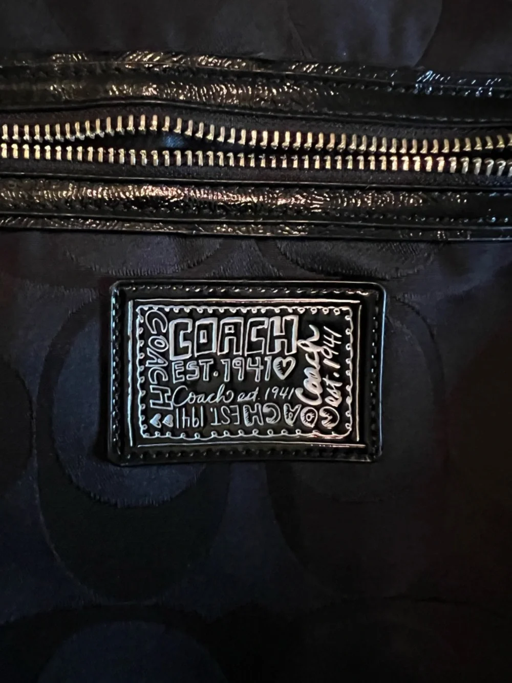 Coach Black Signature Jacquard Shoulder Bag with Silver Hardware - Picture 2 of 5